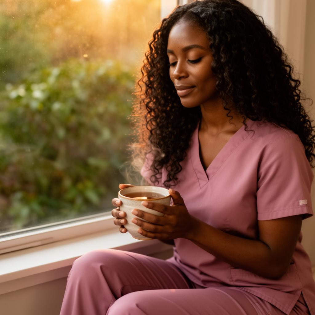 Tieia with tea in hand